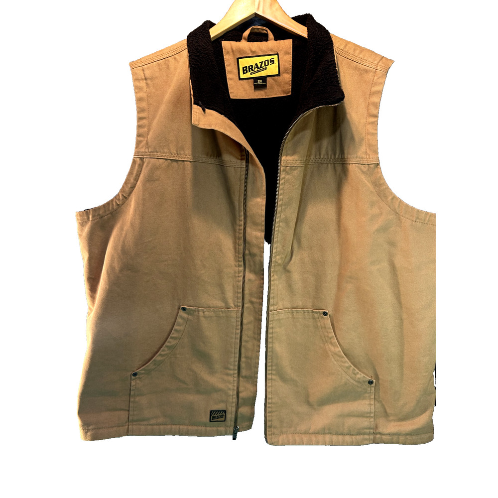MEN'S VEST BRAZOS SHERPA LINED FULL ZIP , SIZE 2XL